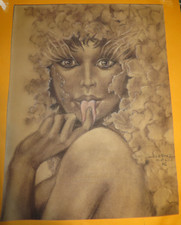 Rarität eine original Zeichnung Pop Art Erotik Flower Power Handsigniert Benz