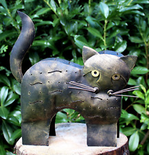 Windlicht Katze Laterne Metall Leuchter Kerzenständer Teelichthalter Dekokatze 