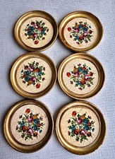 VINTAGE - UNTERSETZTER - 6-teilig - BLUMENMUSTER - KUNSTSTOFF