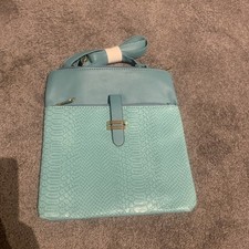 Umhängetasche Türkis Leder Kroko-Optik