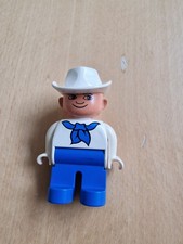 Lego Duplo Figur Mann Cowboy weiß blau
