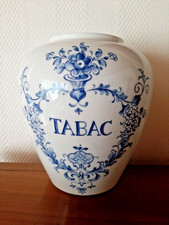 Bing und Gröndahl Porzellan Tabakdose Krug Beählter weiß/blau aus Dänemark retro