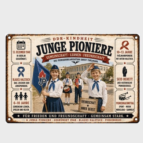 Blechschild junge pioniere ddr - junge,