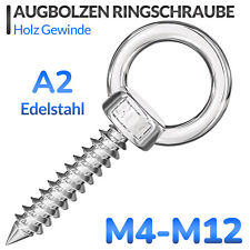 Augbolzen Ringschraube Hakenschraube Ösenschraube Edelstahl V2A A2 Holz Gewinde