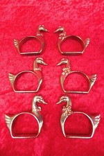 6 schöne , alte Serviettenringe  , Messing , Enten  !