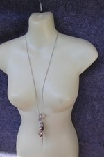 LANGE HALSKETTE SILBER FARBEN 68 CM  + 12 CM ANHÄNGERN