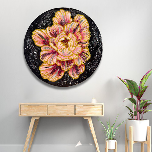 Wandbild rosa gold resin acryl - gold,