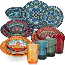 Melamin Geschirr Set bunt 4