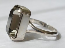 Ring grauer geschliffener Stein 925 Silber rhodiniert Vintage 70er ring silver