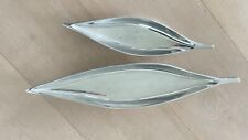 LAMBERT 2tlg Set DESIGN DEKO SCHALE "LONG LEAF" 60cm, 40 cm silber Obstschale
