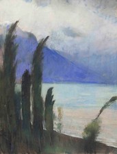 Lesser Ury - Gardasee mit Monte Baldo, 84 x 64 cm