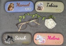 Brillenetui Brillenhülle hart Name Kinder Geschenk Personalisiert Pferde
