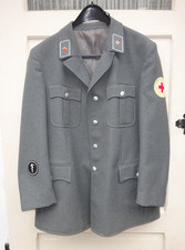 alte DRK Uniform Jacke grau Fasching Deutsches Rotes Kreuz Abzeichen Größe 56