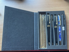 5 Kugelschreiber + 1 Metall- Lineal,Vintage,