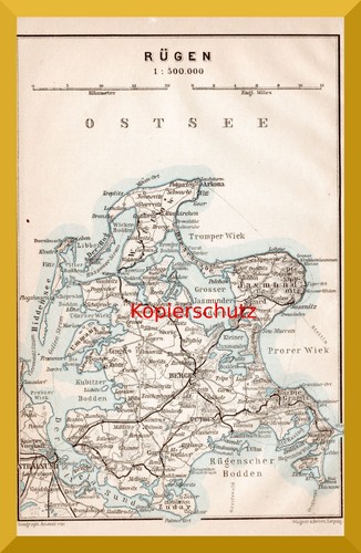Rügen original landkarte von - rügen,