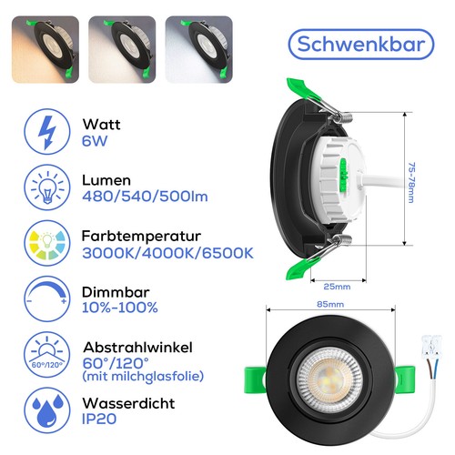 Led einbaustrahler flach - 6w,