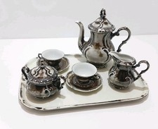 Antikes RW Bavaria Kaffeeservice – Silberdekor – mit Tablett – 9 Teile