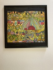 53 × 53 Seide nach Hundertwasser „positive Seelenbäume, negative Menschenhäuser“