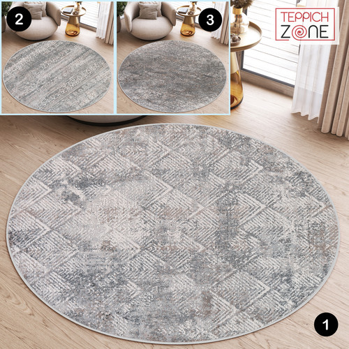 Teppich rund kurzflor - teppich, grau