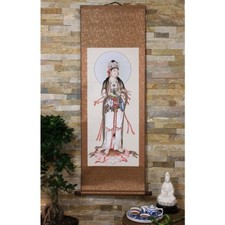 Rollbild Guanyin Ruyi Zepter chinesische Malerei China Kwan Yin Buddha Bildrolle