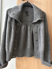 Damen Strickjacke Wolle grau, Gr. S