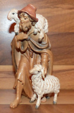 NEU Krippenfigur Zirbel Krippe - Hirt mit 2 Schafe- 15cm Holz geschnitzt