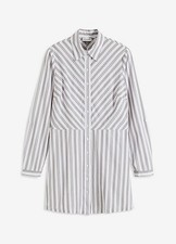 Longbluse Gr. 42 Grau Weiß