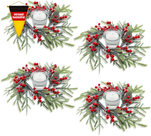 Kerzenring set 21cm mit roten - 21cm,