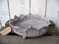 Kronentablett Shabby 18 cm Shabby VIntage Kerzenteller Untersetzer