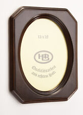 Massiv Holz Nußbaum farbe 13x18 cm. Oval Rahmen mit Reflo Glas und Rückw. Häng