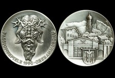 OBERAMMERGAU / BAYERN: Silber-Medaille 1990, 999/1000. CHRISTUS - PASSIONSSPIELE