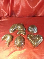 5 Alte Gugelhupf Backform Kupfer Verzinkt Herz ♥ Ananas ? Fisch ? Gemarkt(5693