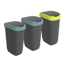 ROTHO 3er-Set Swingeimer 50l TWIST Abfalleimer Mülleimer Abfallbehälter Bin