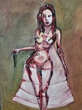 Ölbild Frau Akt Bunt Gemälde Modern Art Alexander Diener Gelb Unikat Wandbild 