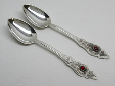 2 Teelöffel roter Stein Ostfriesenmuster R & B Robbe Berking 90 versilbert ║ A44