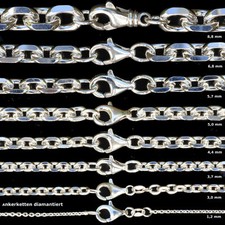 Silberkette Ankerkette diamantiert 925 er Silber massiv Sterlingsilber Halskette