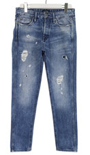 JACK & JONES Anti Fit Erik Jeans Herren W30/L32 Faded Distressed Button Fly Blau