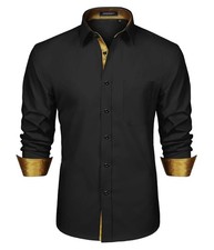 Schwarzes gold langarmhemd - schwarzes,