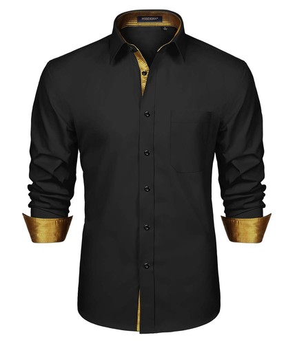 Schwarzes gold langarmhemd - schwarzes,
