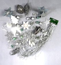  Weihnachtsdekoration Set silber und weiß, gebraucht, verschiedene Materialien, 