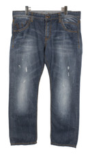 Camp David Herrenjeans W38/L32 Distressed Regular Fit Whiskers Knopf Blau