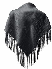 Seidentuch Tuch schwarz Dirndl-Trachtentuch 75x75cm Dirndltuch Seide Fransentuch