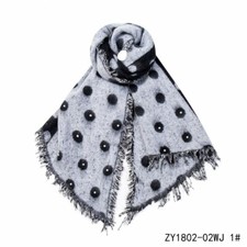 Schal,offen,lang,flauschig,warm,Wolle,Viscose,Damen,Stola,Tuch,mit Perlen,Winter