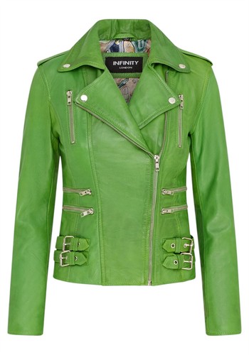Damen leder bikerjacke - damen,