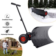 Schneeschieber mit Rollen Schneeschaufel Schwarz Rädern Schneeschild Metal Neu
