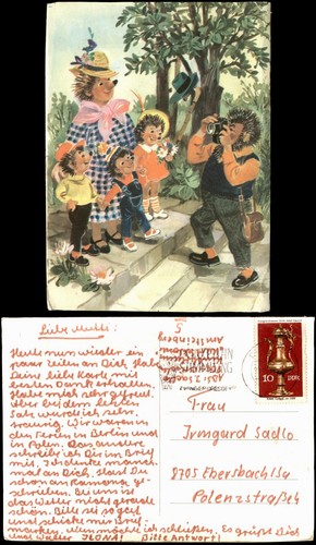 Ansichtskarte igel familie - ansichtskarte,
