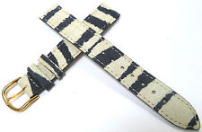 15 mm SCHWARZ WEISS MEHRFARBIG ZEBRA STREIFEN UHRENARMBAND WILDLEDER 1579