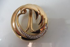 sehr schöne Spange / Tuchspange , Brosche ,  vergoldet mit Steinen,  Pierre Lang