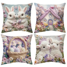 Oster-Kissenbezug 4er-Set Hase