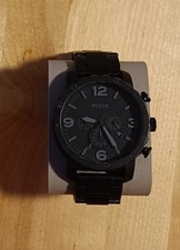 Fossil Herren Armbanduhr JR1401 Chronograph Analog Quarz Edelstahl Schwarz